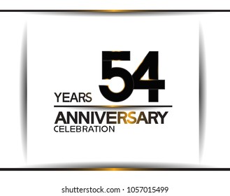 54 years anniversary black color simple design isolated on white background for celebration