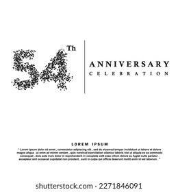 54 Years anniversary celebration 3d vector template design illustration