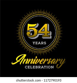 54 years anniversary celebration gold logo