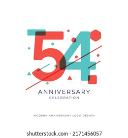 54 years anniversary celebration logo design template vector