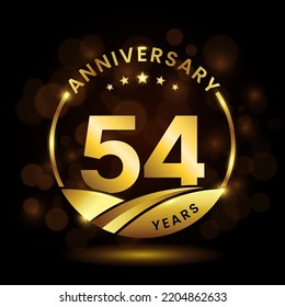 54 years anniversary, Anniversary celebration logo design. vector template illustration