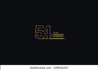 54 years anniversary celebration logotype. anniversary logos with golden and Spark light white color isolated on black background, vector design for celebration, invitation and greeting card-vector