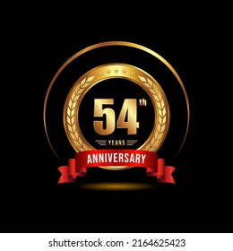 54 Years Anniversary Celebration Logotype Golden Stock Vector (Royalty ...