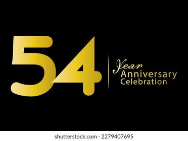54 years anniversary celebration logotype gold color vector, 54th birthday logo, 54 number, anniversary year banner, anniversary design elements for invitation card and poster. number design vector