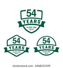 54 years anniversary celebration logotype. 54th anniversary logo collection. Set of anniversary design template. Vector illustration.