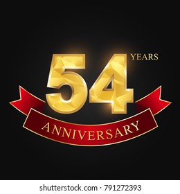 54 years anniversary celebration logotype black background.