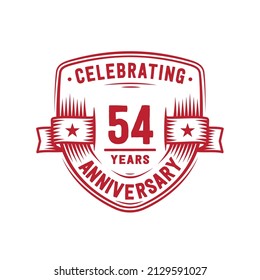 54 years anniversary celebration shield design template. 54th anniversary logo. Vector and illustration.