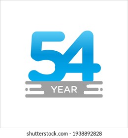 54 years anniversary celebration template for flyer, banner, poster, greeting cards, or print. Vector Eps10
