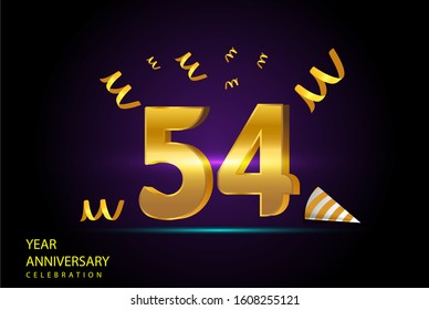 54 Years Anniversary Celebration Vector Template Design Illustration