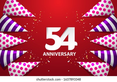 54 Years Anniversary Celebration Vector Template Design Illustration