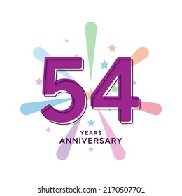54 Years Anniversary Celebration Vector Template Design Illustration