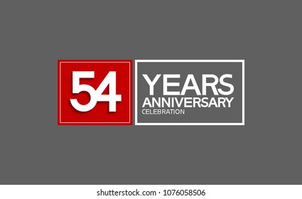 54 years anniversary design horizontal square style with red and white color for celebration event