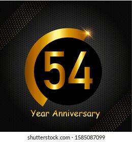 54 years anniversary golden color with circle ring isolated on black background for anniversary 