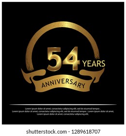 54 years anniversary golden. anniversary template design for web, game ,Creative poster, booklet, leaflet, flyer, magazine, invitation card - Vector