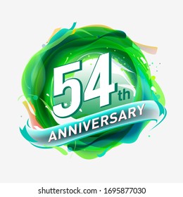 54 years Anniversary logo with colorful abstract background, vector design template elements for invitation card and poster your birthday celebration.