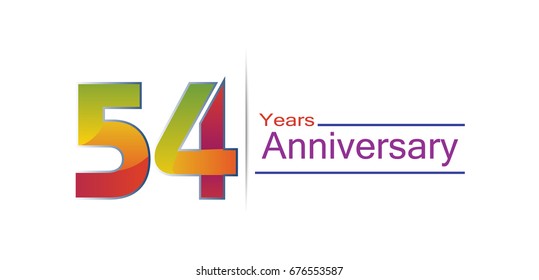 54 years Anniversary logo with colorful design, template elements for invitation card and poster your birthday celebration isolated in white background.