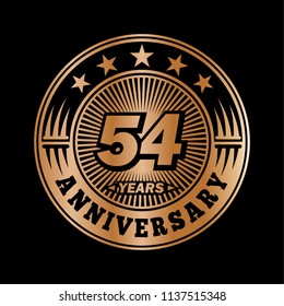 54 years anniversary. Anniversary logo design. Vector and illustration.