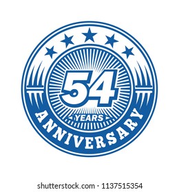 54 years anniversary. Anniversary logo design. Vector and illustration.
