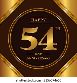 54 Years Anniversary logotype. Anniversary celebration template design for booklet, leaflet, magazine, brochure poster, banner, web, invitation or greeting card. Vector illustrations.