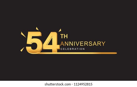 54 years anniversary logotype with single line golden and golden confetti for anniversary celebration
