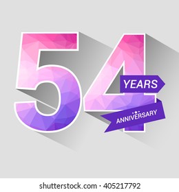 54 Years Anniversary with Low Poly Design
