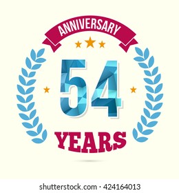 54 Years Anniversary with Low Poly Design and Laurel Ornaments