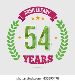 54 Years Anniversary with Low Poly Design and Laurel Ornaments