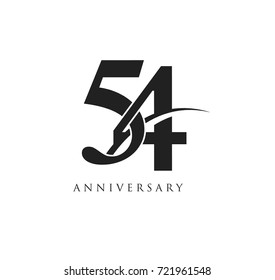 54 years anniversary pictogram vector icon, simple years birthday logo label, black and white stamp isolated