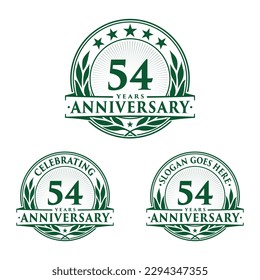 Se cumplen 54 años. 54.ª colección de logo de la celebración. Vector e ilustración. 