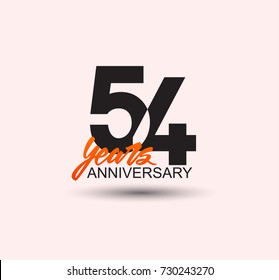 54 years anniversary simple design with negative style and yellow color isolated in white background