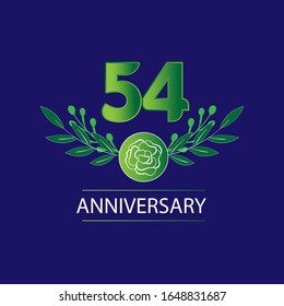 54 Years anniversary. Vector design greeting card with decorative floral for celebration