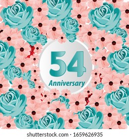 54 años. Tarjeta de saludo decorativa floral para celebración