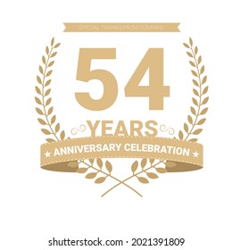 54 years anniversary vector icon, logo. Graphic design element with number and text composition for 54th anniversary