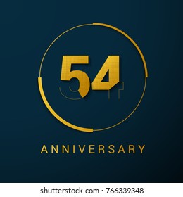 54 Years Anniversary Vector Logo Design Isolated on Dark Background
