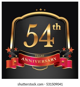 54 Years Golden Anniversary Logo Celebration Stock Vector (Royalty Free ...