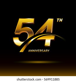 54 Years Golden Anniversary Logo Celebration Stock Vector (Royalty Free ...