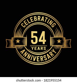 plantilla de diseño de logotipo de 54 años. Vector e ilustración del 54º aniversario.