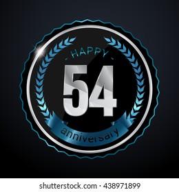 54 Years Silver anniversary logo, low poly design number