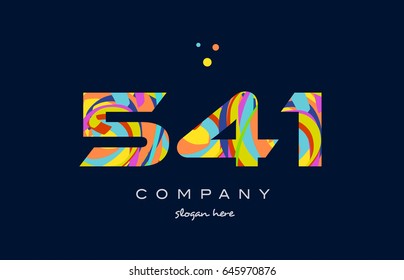 541 number digit numeral logo colored colorful rainbow acrylic modern creative vector icon design template