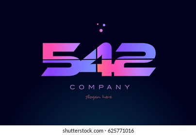 542 pink blue purple number digit numeral dots creative company logo vector icon design template