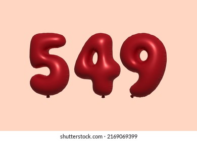 549 globo 3d con representación 3d de globo metálico realista. Globos 3D de helio rojo para la venta decoración Fiesta Cumpleaños, Celebración de Aniversario, Fiesta de la Boda. Ilustración del vector