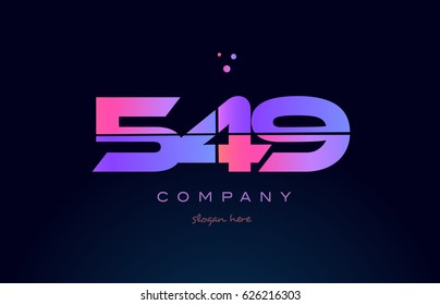 549 pink blue purple number digit numeral dots creative company logo vector icon design template