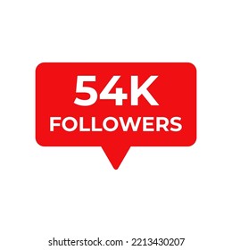 54K Follower rote Vektorgrafik, Symbol, Stempel, Logo, Illustration