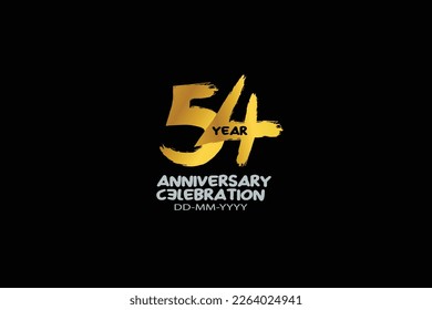 54th, 54 years, 54 year anniversary celebration abstract style logotype. anniversary with gold color isolated on black background, vector design for celebration vector