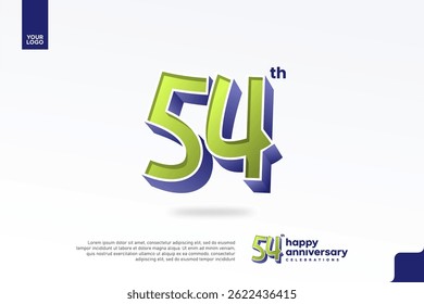 54th Anniversary 3D Number with Silver Jubilee Design in Pear Green and Violet Blue