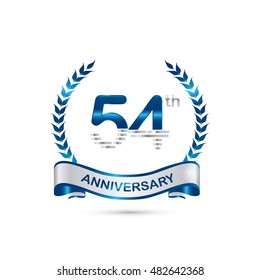 54th anniversary blue and silver colored with wreath and ribbon