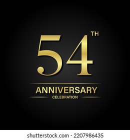 54th Anniversary Celebration Gold Color Black Stock Vector (Royalty ...