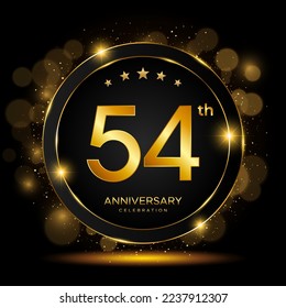 54th Anniversary Celebration. Golden Anniversary Template Design. Logo Vector illustrations