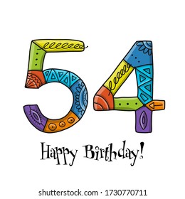 54th anniversary celebration. Greeting card template. Vector illustration