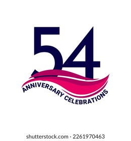 54th anniversary celebration logo design. Vector Eps10